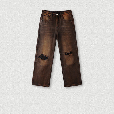 Men's Washed Monkey Gradient Ripped Jeans