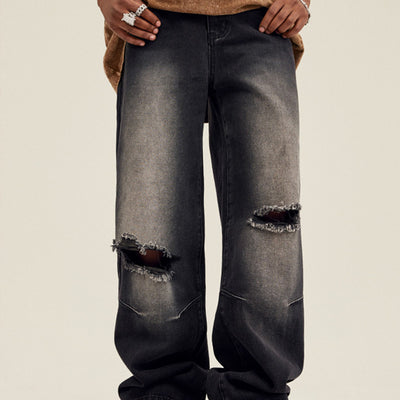 Men's Washed Monkey Gradient Ripped Jeans